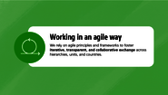 We rely on agile principles and frameworks to foster iterative, transparent, and collaborative exchange across hierarchies, units, and countries.