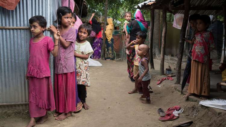 Rohingya children in Leda refugee camp in August 2018.