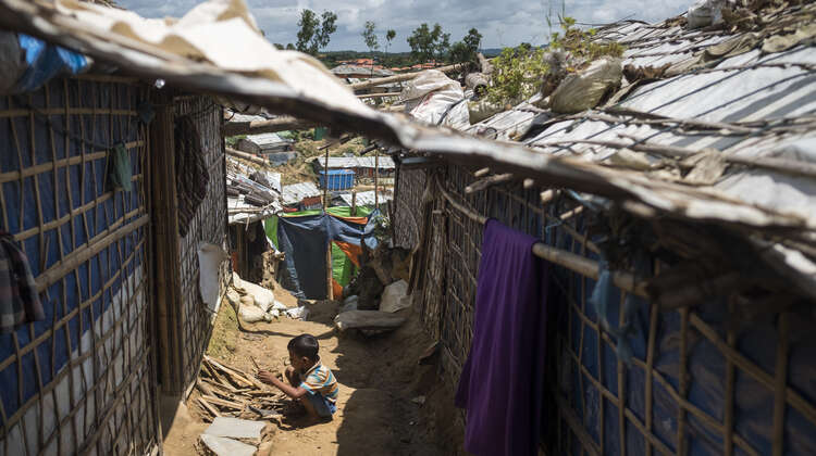 A boy in camp Hakimpara in Bangladesh in August 2018.