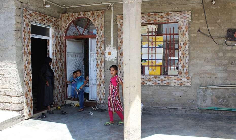 Mariam Khaled Mohammad with her children. 