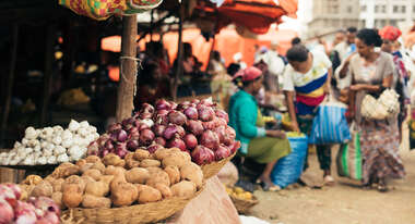 Angebot auf einem Markt in Äthiopien, 2016.