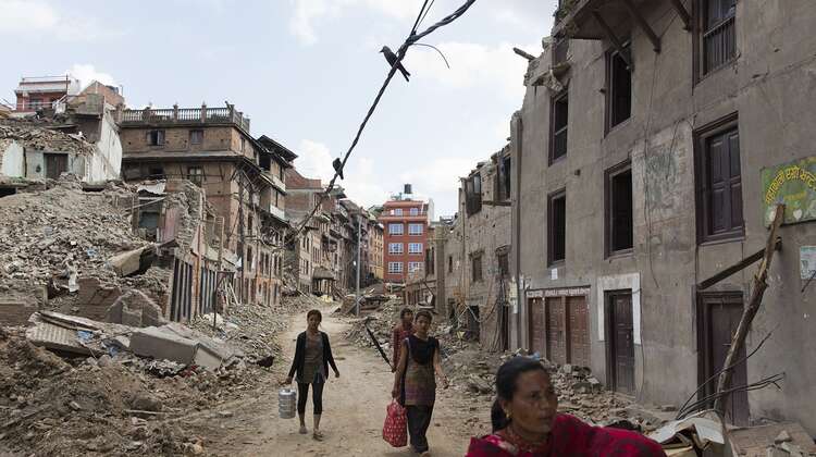 Destroyed roads in Bhaktapur