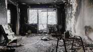 Photograph from inside a destroyed house in Ternopil, western Ukraine