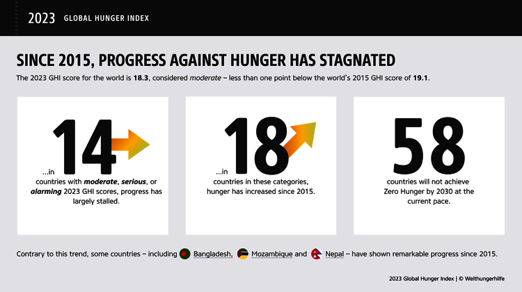 Since 2015, progress toward ending hunger has stagnated. Contrary to this trend, however, some countries have made remarkable progress.