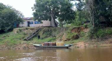 A fishing boat on the shores of the Amazon in Bolivia