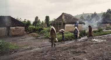 People walking on a street in Congo