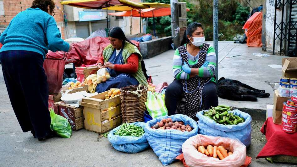 Straßenmarkt in La Paz während der Corona-Krise