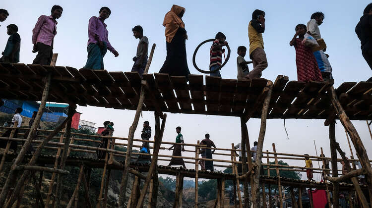 Two bamboo bridges in Kutupalong refugee camp