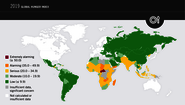 Global hunger index 2019: this map highlights the GHI scores of countries worldwide by color.