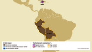 Map with expected impacts of El Niño: Drought in Haiti, Peru and Bolivia