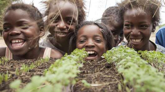 Kinder bestaunen Pflanzen