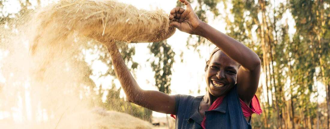 A farmer in Sodo, Ethiopia, working on her field