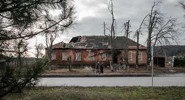 Destroyed homes in Ukraine