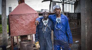 SkillUp!: Raheem Kagbeni and Samuka Jaward, winners of an idea contest and recipients of a scholarship to produce briquettes in Bo.