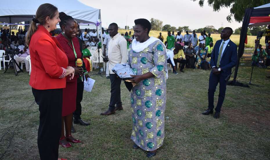 Uganda's Vice President Jessica Alupo meets with WHH Country Director Jeannette Wijnants and Harriet Agemo