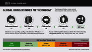 Global Hunger Index methodology. Indicators cover quantity, quality, and utilization of food.