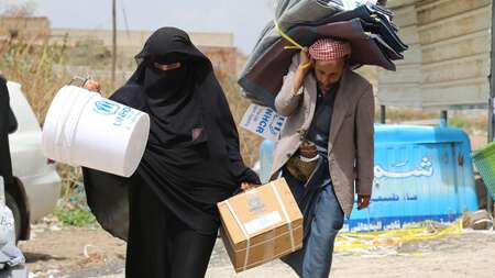 Verteilung von Hilfsgütern in Jemen.